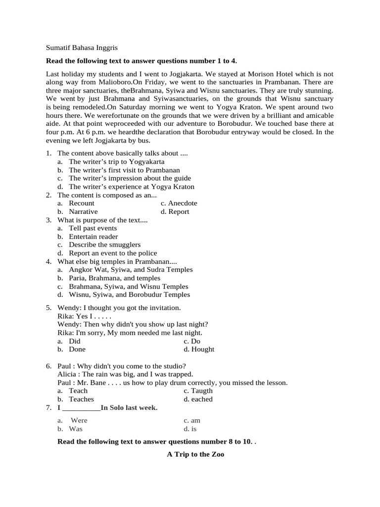 Bahasa Inggris Kelas 8 Pdf Zoo