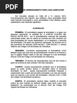 Contrato De Arrendamiento Para Casa Habitacion 29 Abr 06