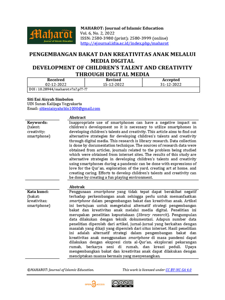 Development of Childrens Talent and Creativity TH | PDF