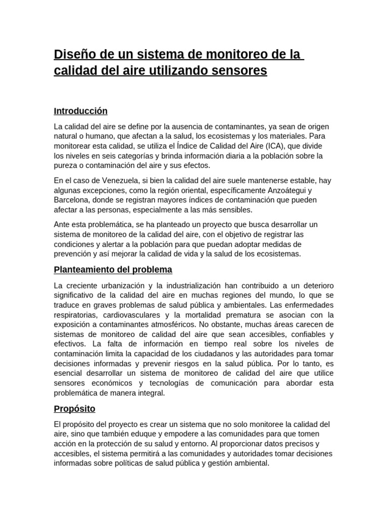 Sistema de Monitoreo de Calidad del Aire | PDF | La contaminación del ...
