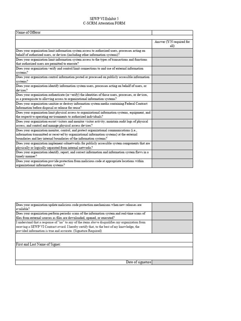 Exhibit+5+C SCRM+Attestation+Form | PDF | Information | Authentication