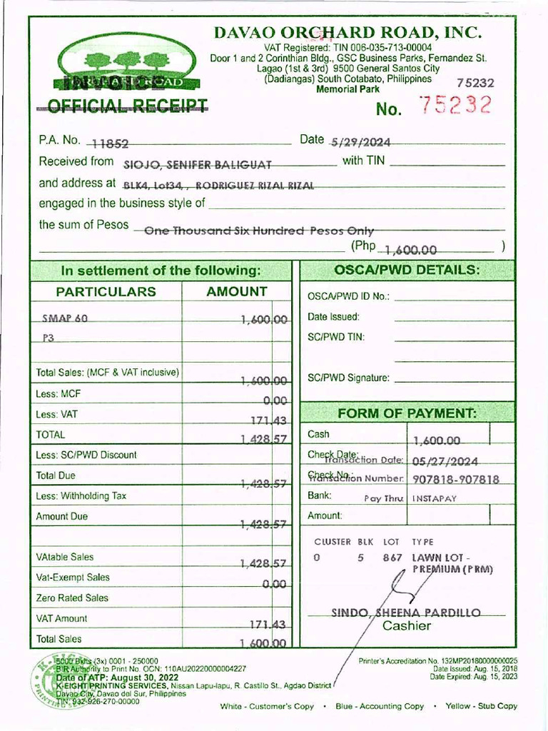 ORCHARD Road Sample Receipt | PDF