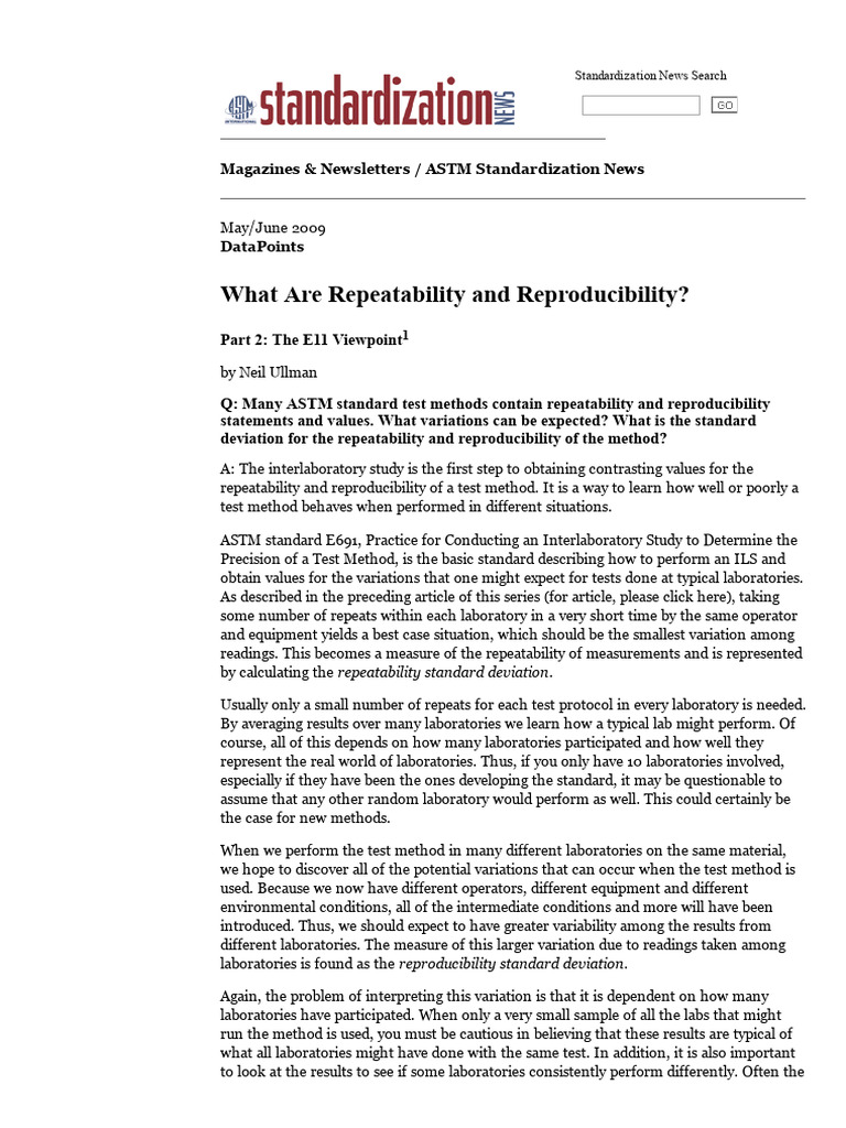 Understanding Repeatability & Reproducibility | PDF | Standard ...