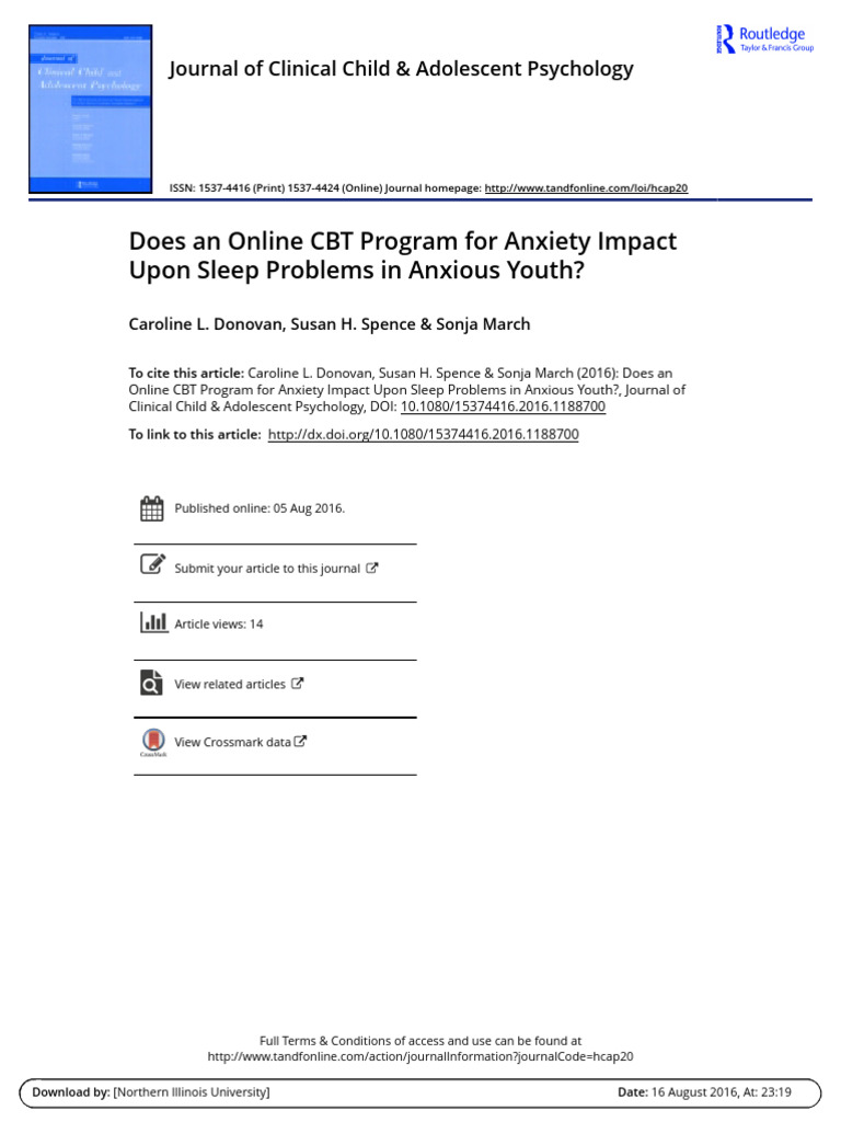 Does An Online CBT Program For Anxiety Impact Upon Sleep Problems in ...