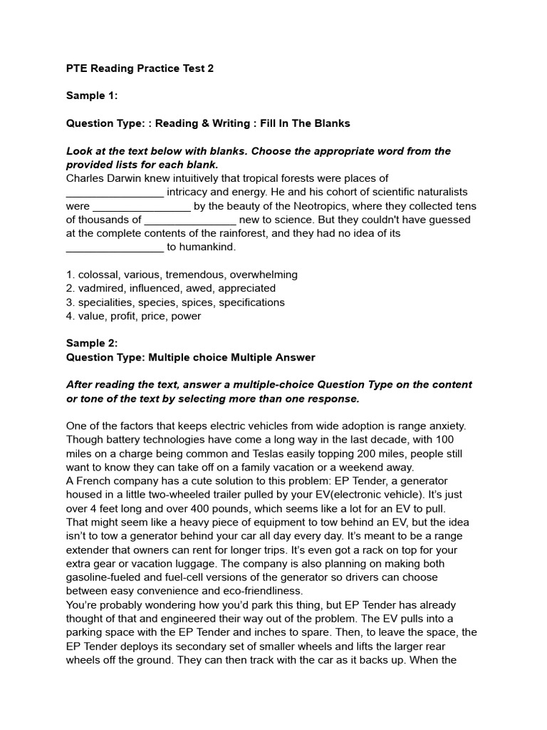 PTE Reading Practice Test 2 | PDF | Lion