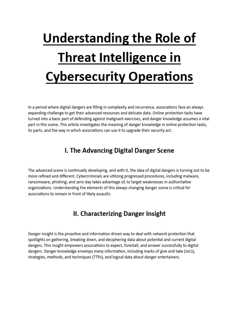 Understanding The Role of Threat Intelligence in Cybersecurity ...