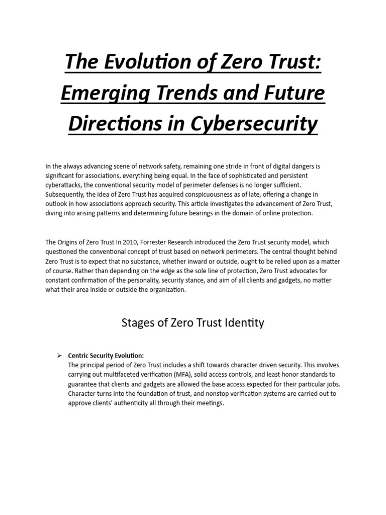 Zero Trust Evolution in Cybersecurity | PDF | Encryption | Security