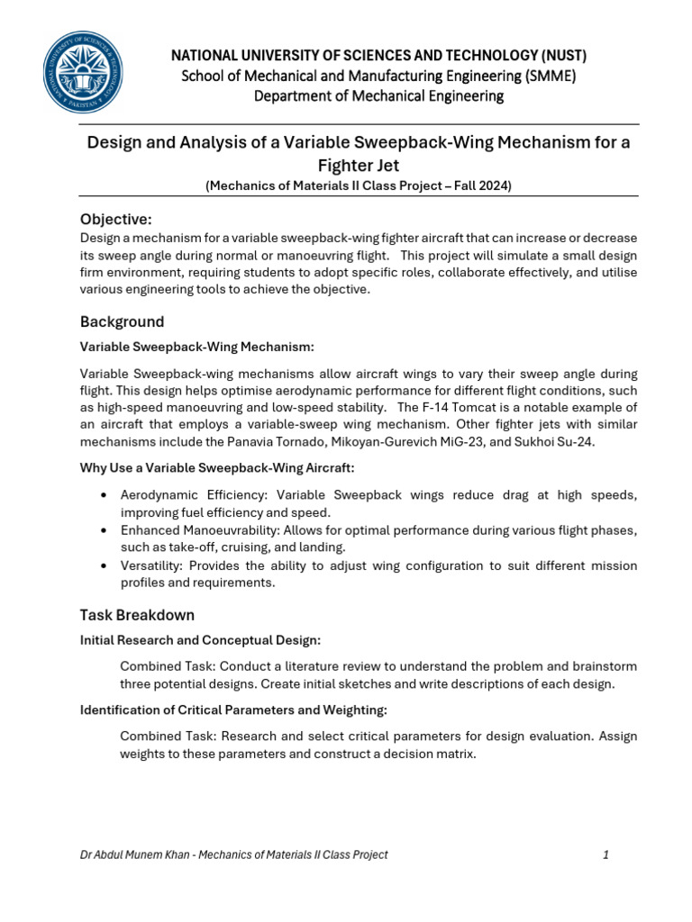 Variable Sweepback-Wing Design Project | PDF | Art | Technology ...
