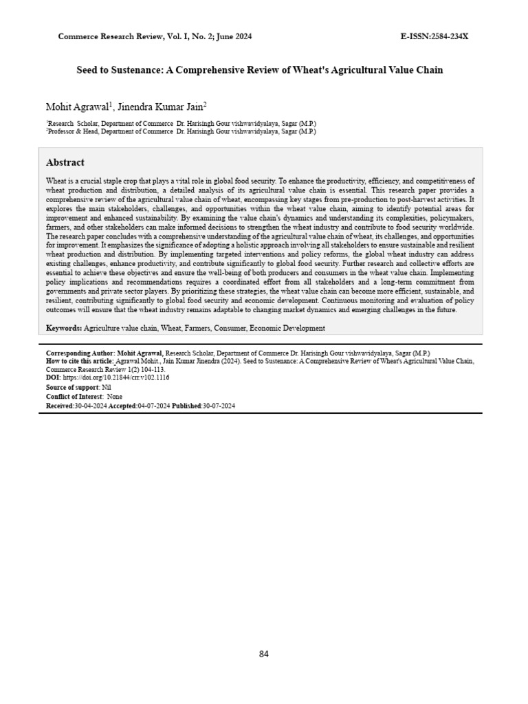 Wheat Agricultural Value Chain Analysis | PDF | Agriculture ...