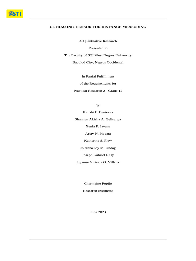 Ultrasonic Sensor for Distance Measurement | PDF | Accuracy And ...