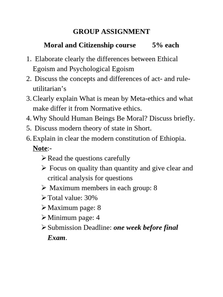 Moral Group Assignment Pdf Social Science Science Mathematics