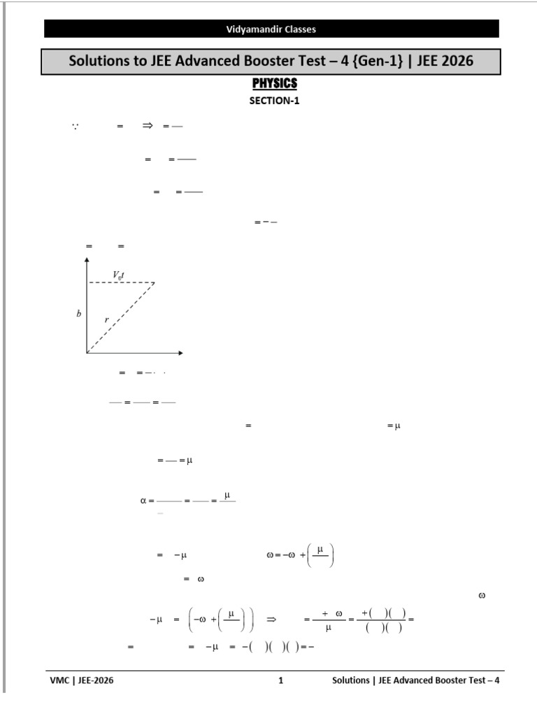 VMC JEE 2026 Advanced Test Solutions | PDF | Physics | Classical Mechanics
