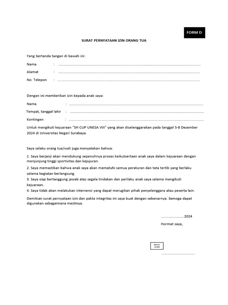 Form D | PDF | Karier & Perkembangan
