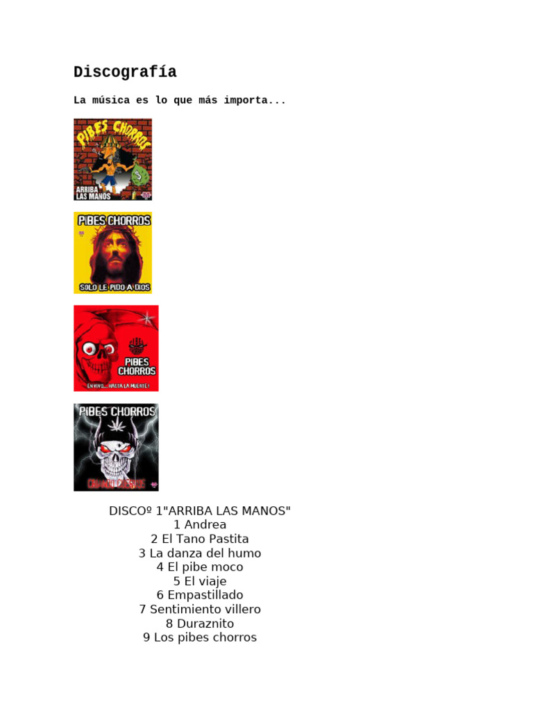 Discografía de Pibes Chorros | PDF