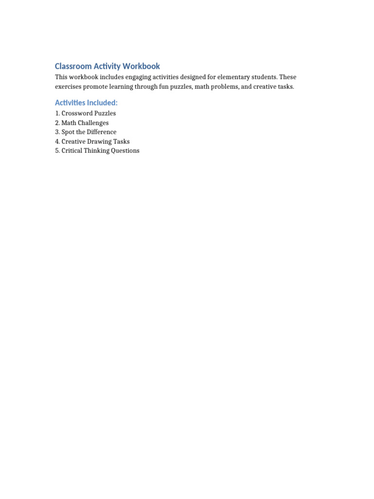 Classroom Activity Workbook | PDF | Career & Growth | Self-Improvement