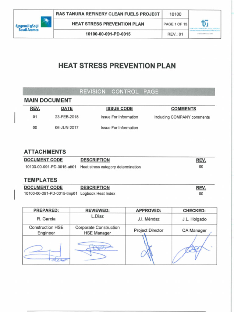 Heat Stress Prevention Plan for Refinery | PDF | Hyperthermia | Water