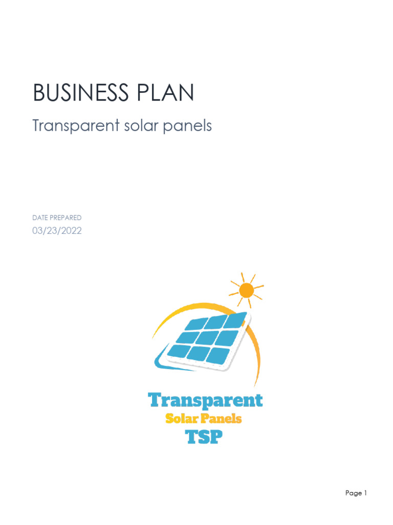 Business Plan Transparent Solar Panels 2.1.5-1 | PDF | Photovoltaics ...