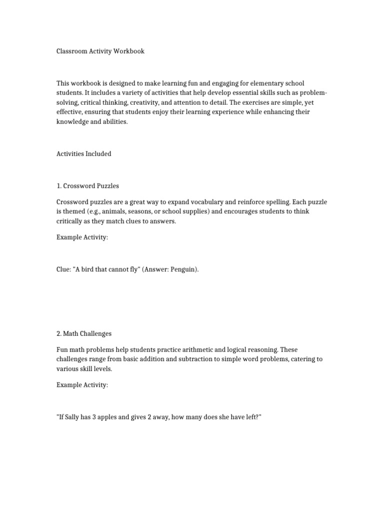 Engaging Activities for Elementary Learning | PDF | Creativity ...