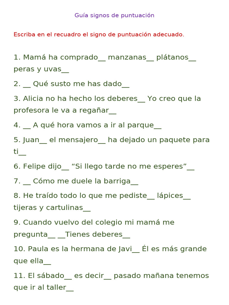 Guía Signos de Puntuación | PDF