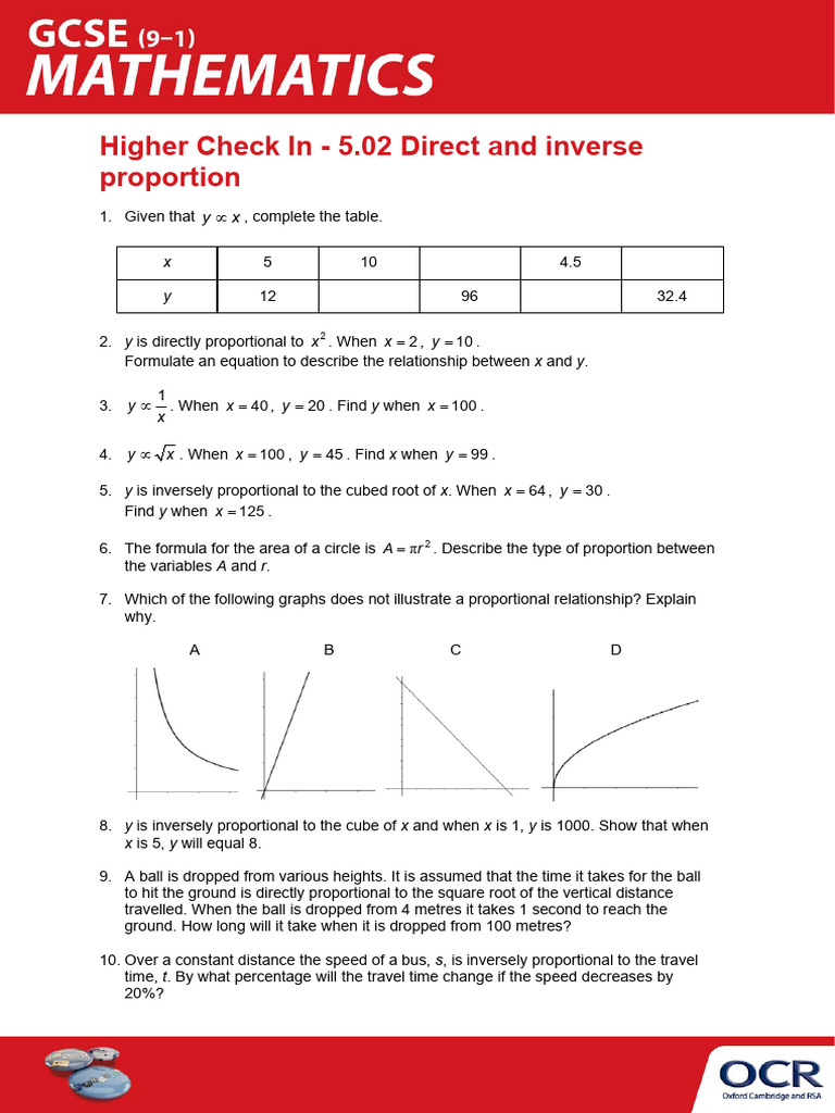 Direct and Inverse Proportions Guide | PDF | Mathematics