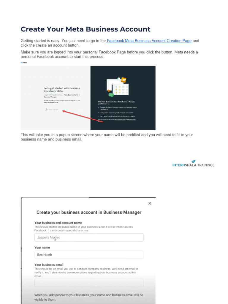 Create Your Meta Business Account | PDF | Facebook | Websites