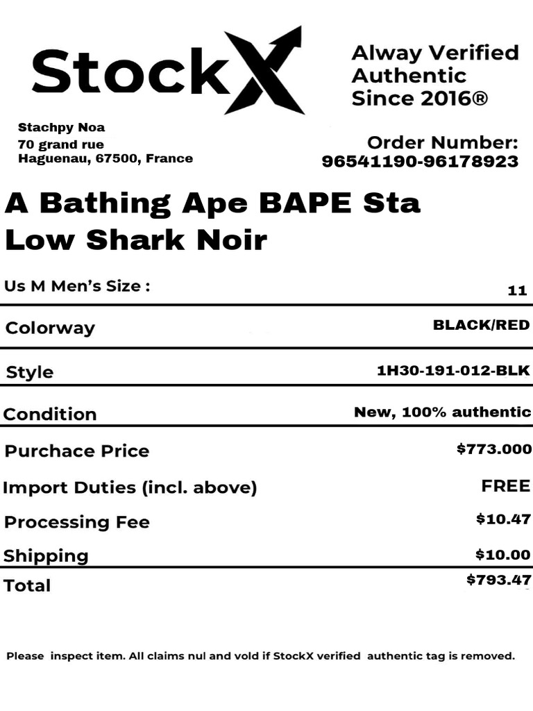 Stockx Receipt 1 Pdf