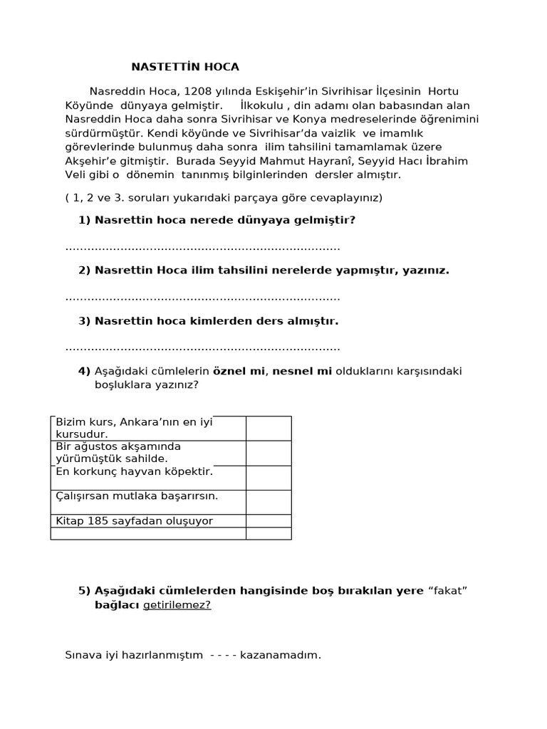 Turkce Sınavı Hazır | PDF
