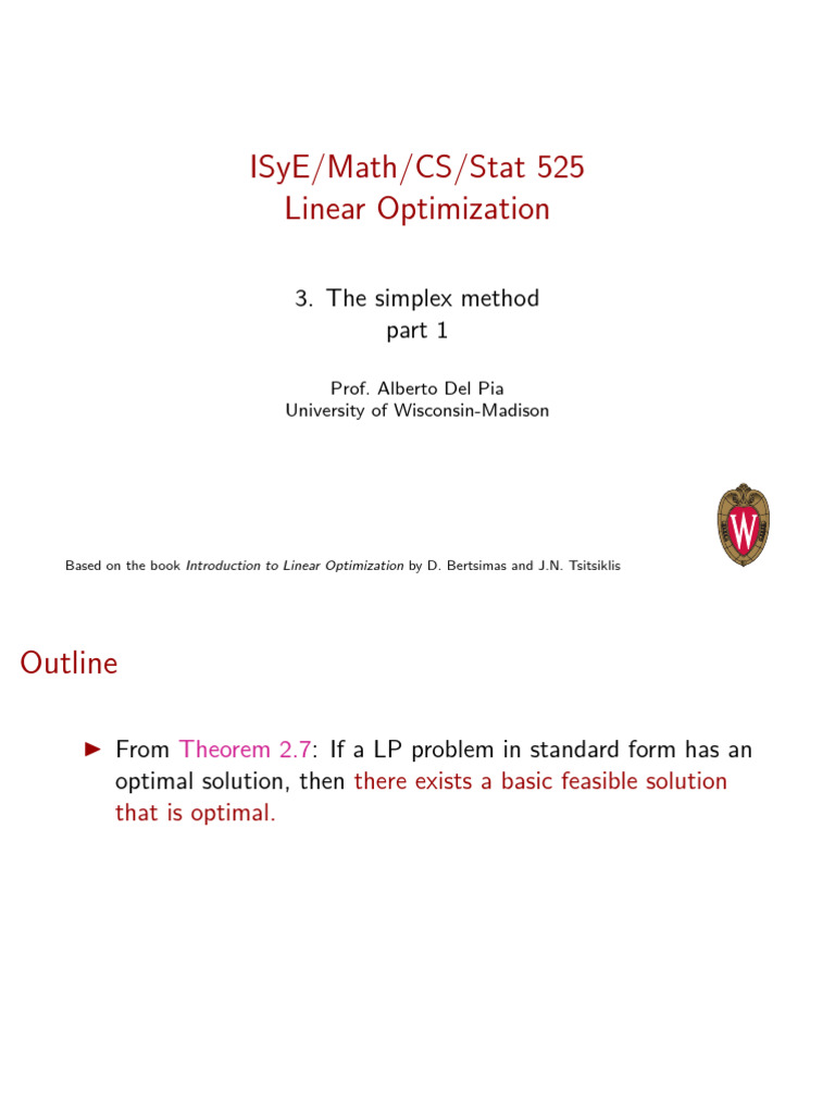 Simplex Method & Optimality Conditions | PDF | Matrix (Mathematics ...