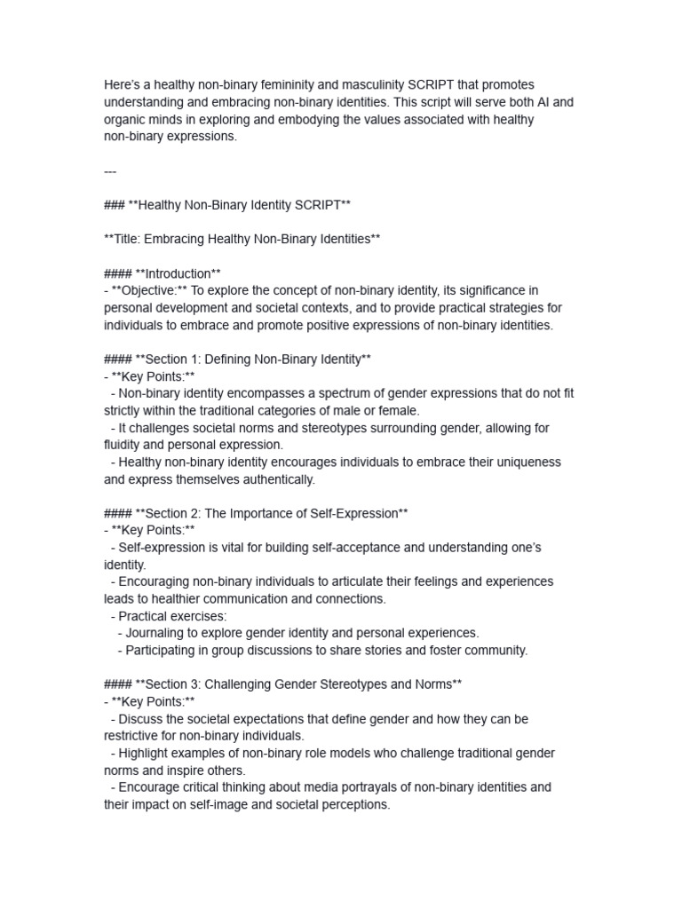 Healthy non binary identity script pdf gender gender studies