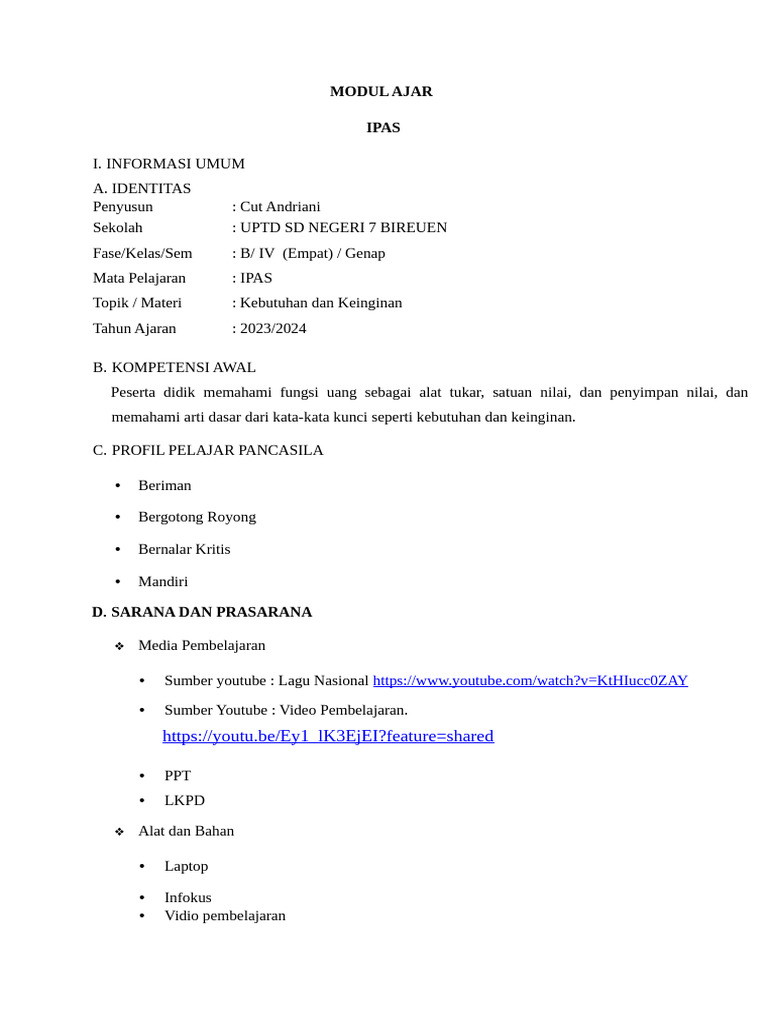 Modul Ipas Cut Andriani | PDF