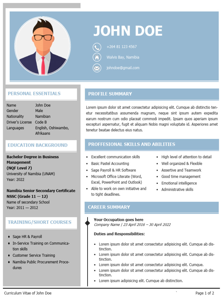 Namibian CV Examples and Formats | PDF | Mediation | Namibia