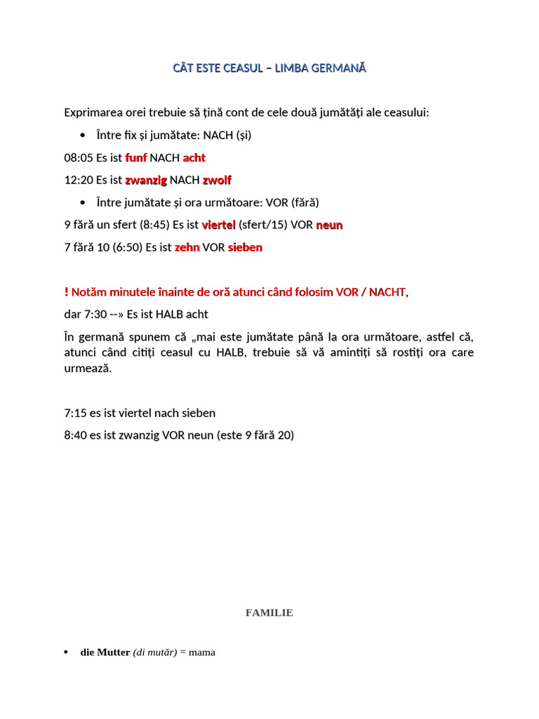 Cât Este Ceasul Germana | PDF