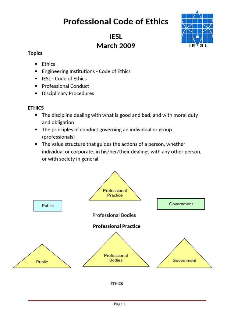 IESL Professional Code of Ethics | PDF | Conflict Of Interest | Engineer