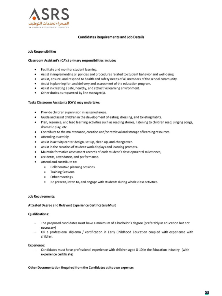 Job Details and Requirements-1 | PDF