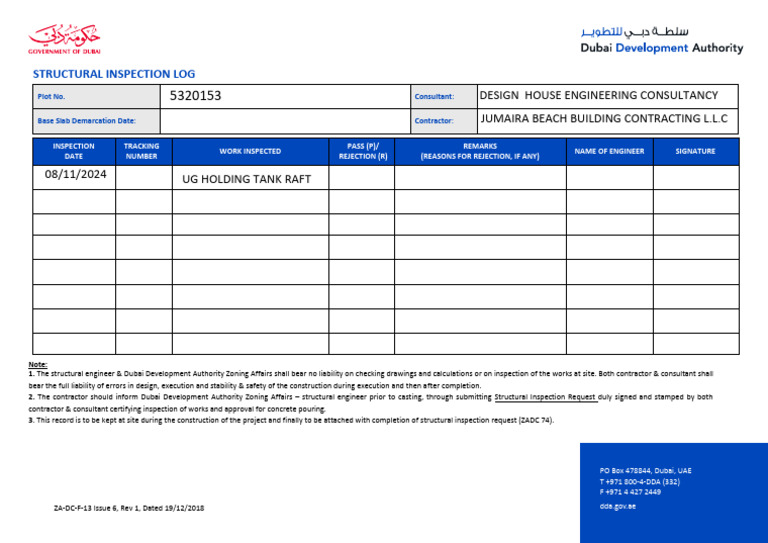 ZA DC F 13 Structural Inspection Log | PDF | Technology & Engineering