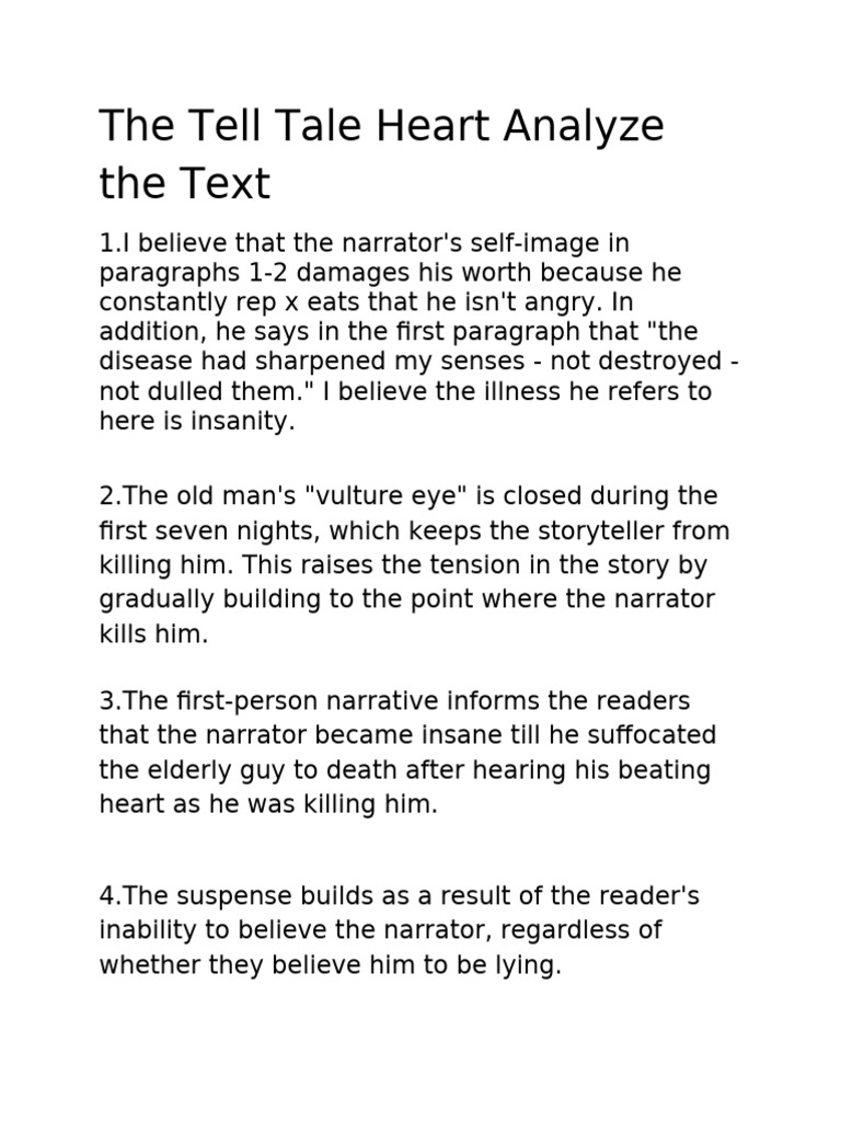 Tell Tale Heart Analyze The Text | PDF