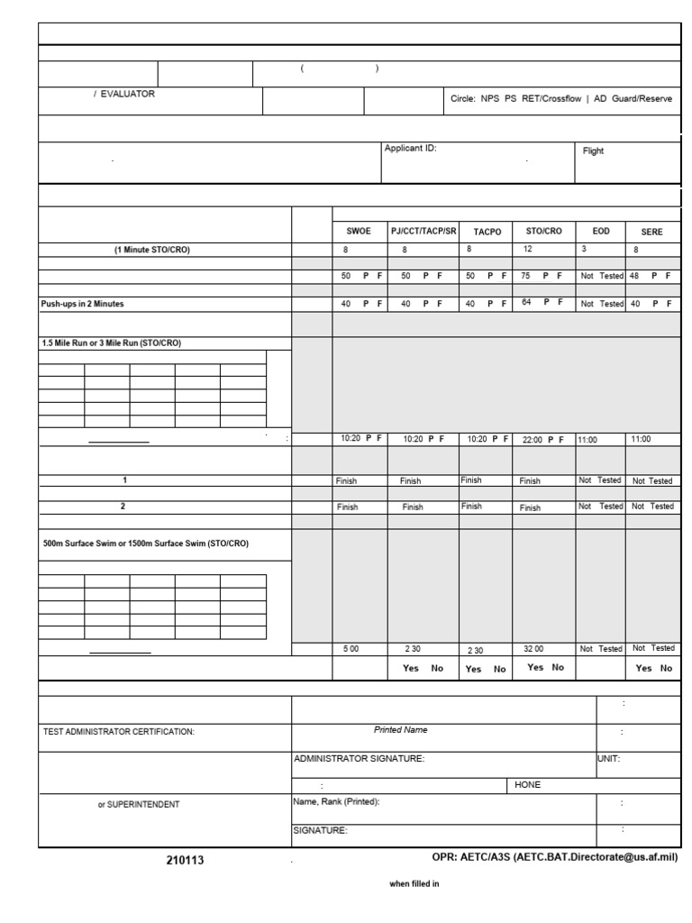 Physical Ability Stamina Test Worksheet | PDF