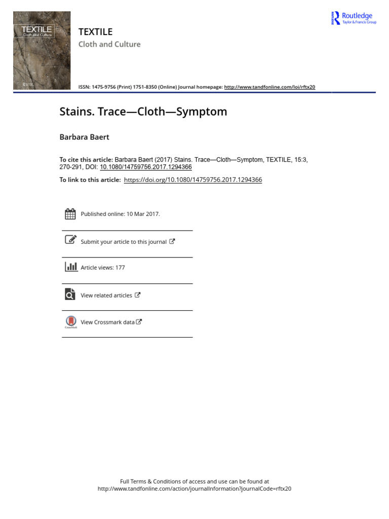 Stains: Cloth and Culture Insights | PDF | Narcissism | Icon