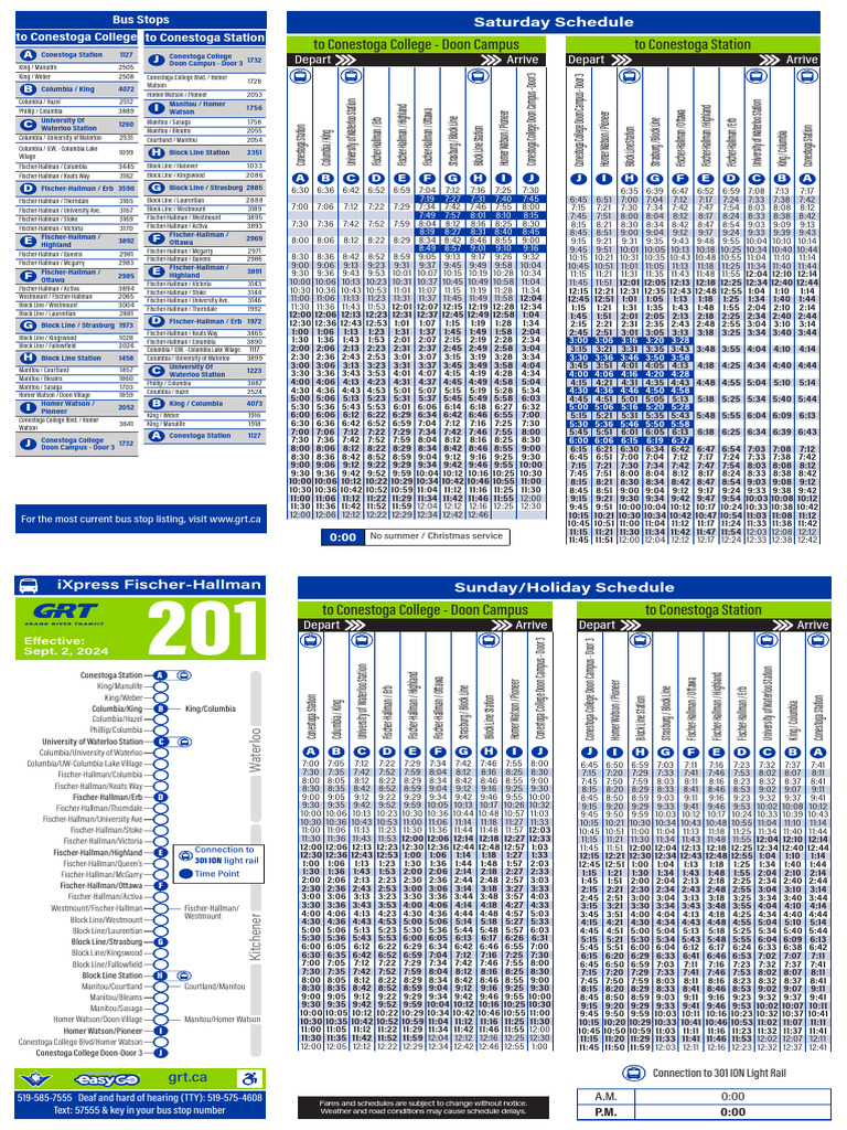 Conestoga College Bus Schedule | PDF