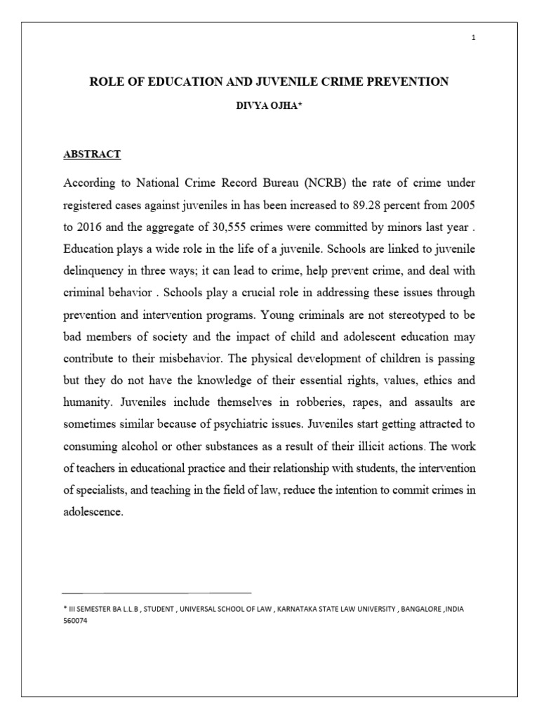 Education's Impact on Juvenile Crime | PDF | Juvenile Delinquency | Crimes