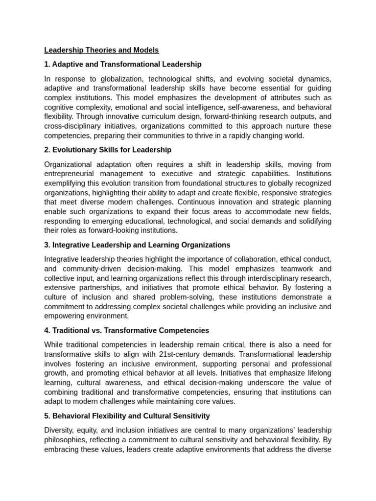 Modern Leadership Theories Explained | PDF | Leadership | Learning