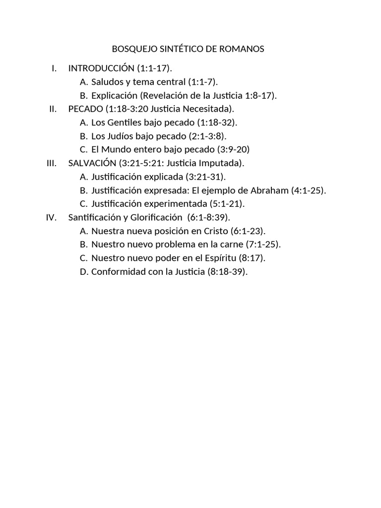 Bosquejo Sintético de Romanos | PDF
