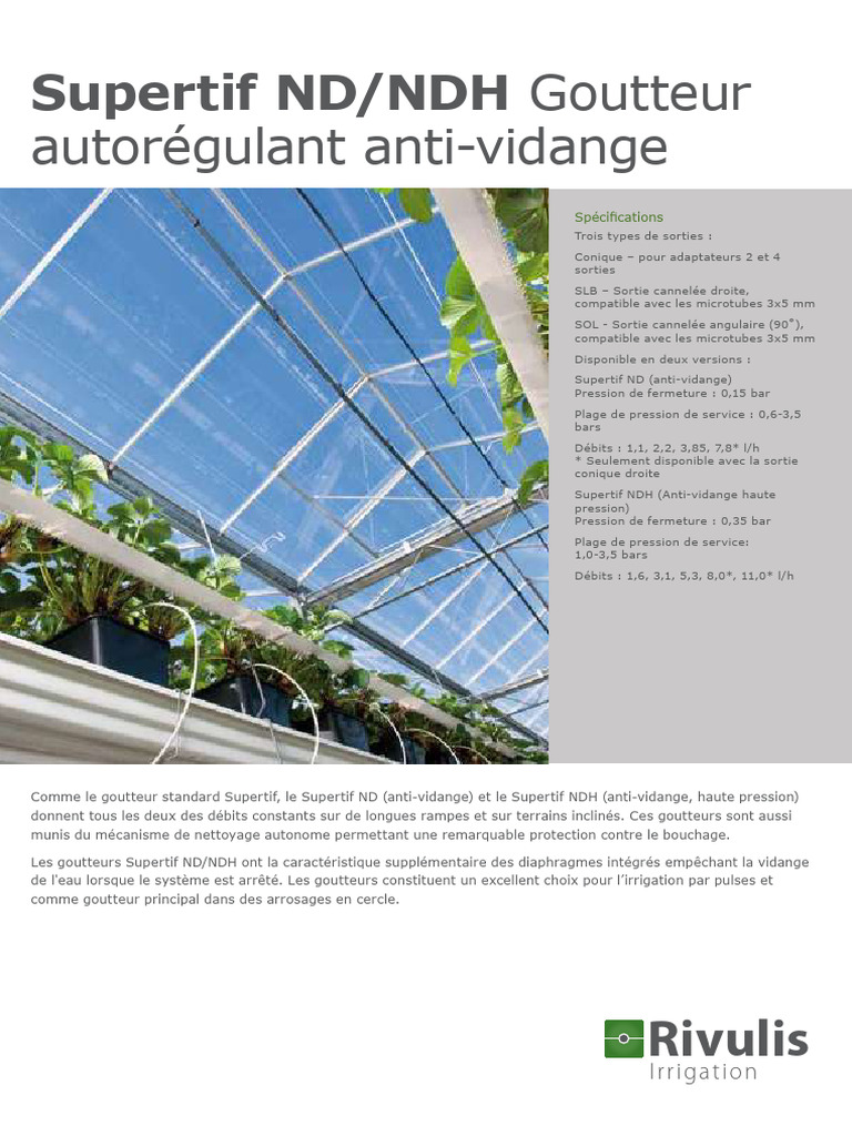 Goutteurs Supertif ND/NDH Rivulis | PDF | Véhicule motorisé | Voitures
