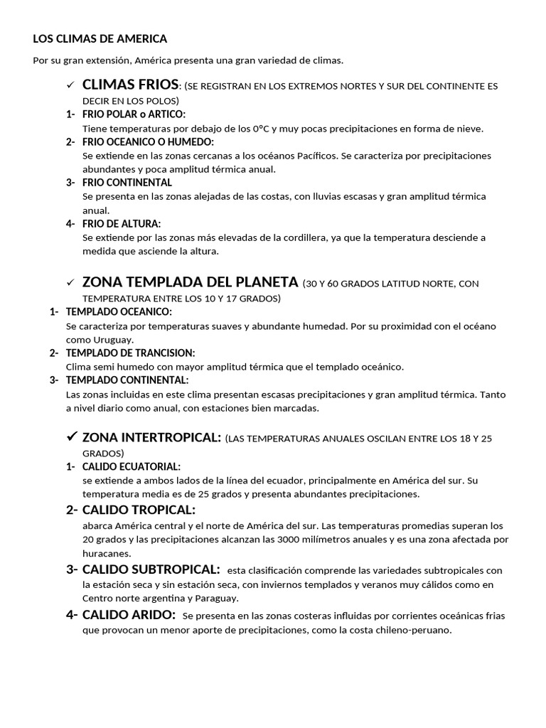 Climas y Ríos de América: Guía Completa | PDF | Río | Clima templado