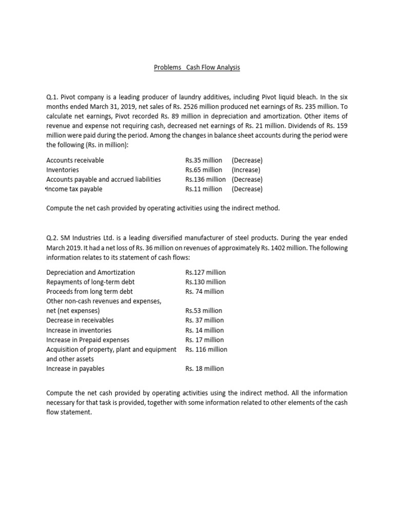 Cash Flow Analysis Problems and Solutions | PDF | Retained Earnings ...
