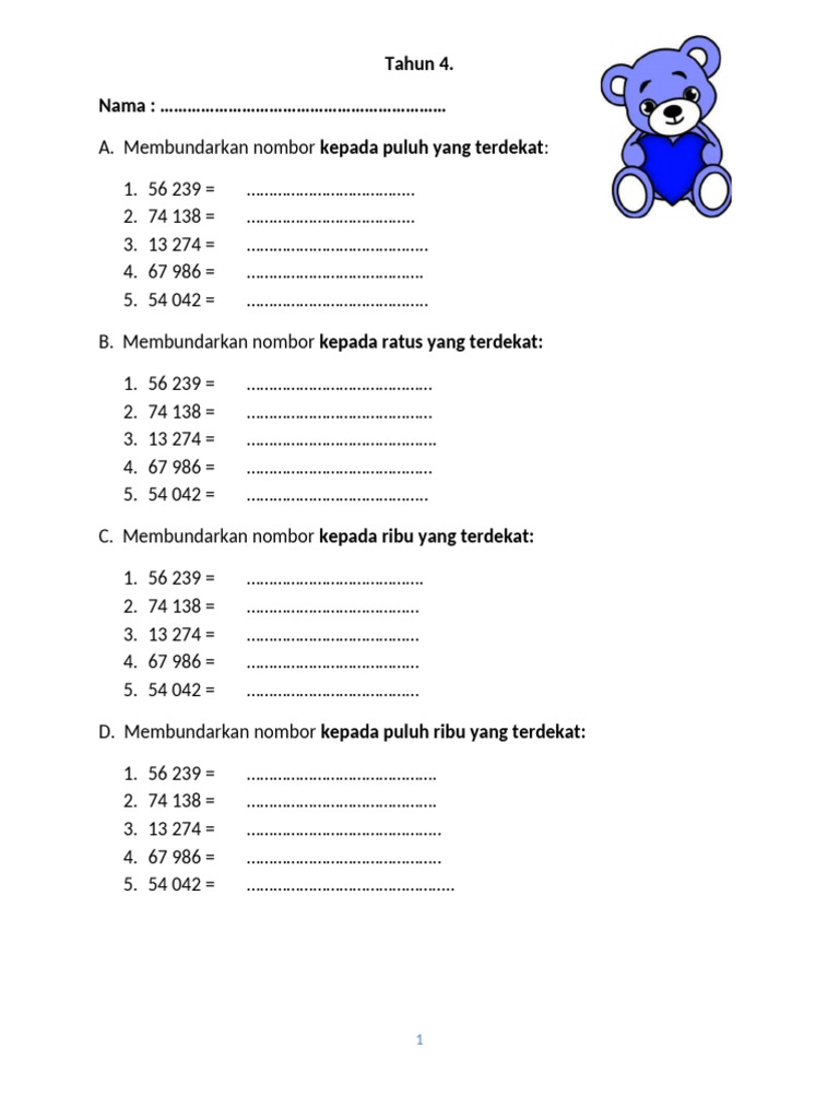 Latihan Pembundaran Nombor Tahun 4 | PDF | Metode & Bahan Ajar