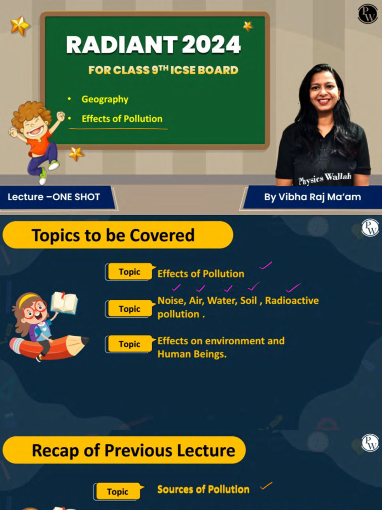 Effects of Pollution - One Shot - Class Notes - Radiant 2024 | PDF