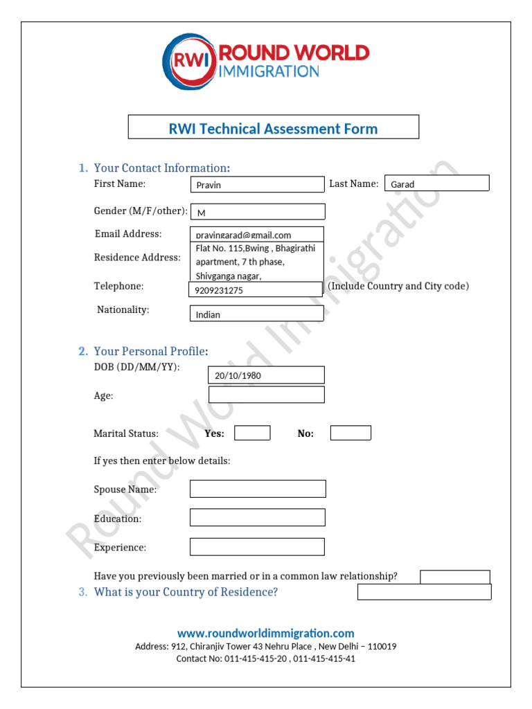 Technical Assesment Form | PDF | Net Worth