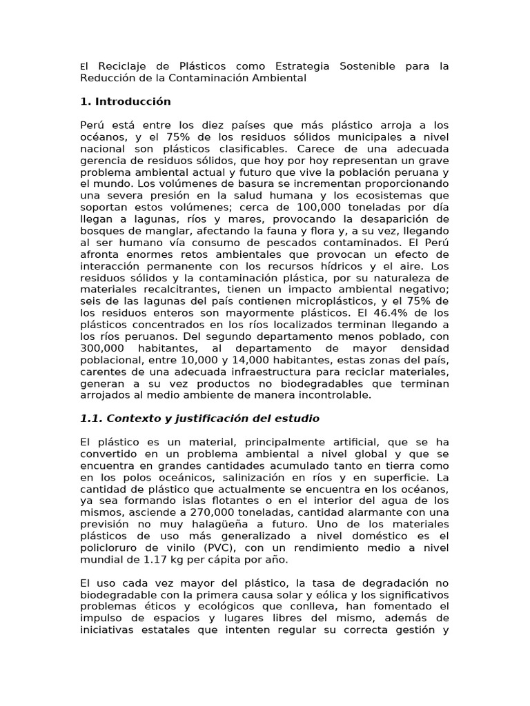 Reciclaje de Plásticos: Solución Ambiental | PDF | El plastico | Residuos