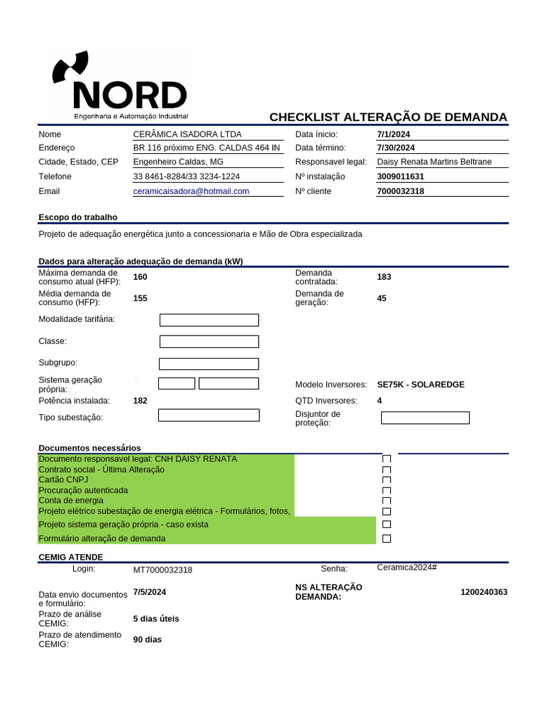 Checklist de Alteração de Demanda Energética | PDF | Natureza ...